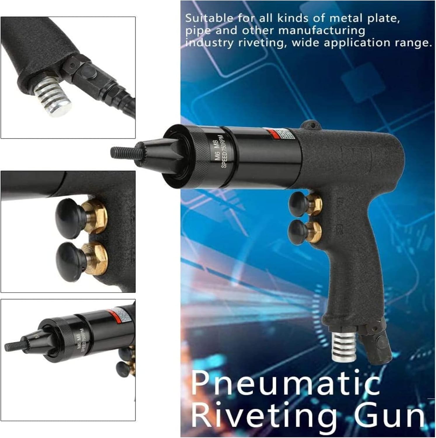 Pistola Rivettatrice Pneumatica Nera - immagine 5