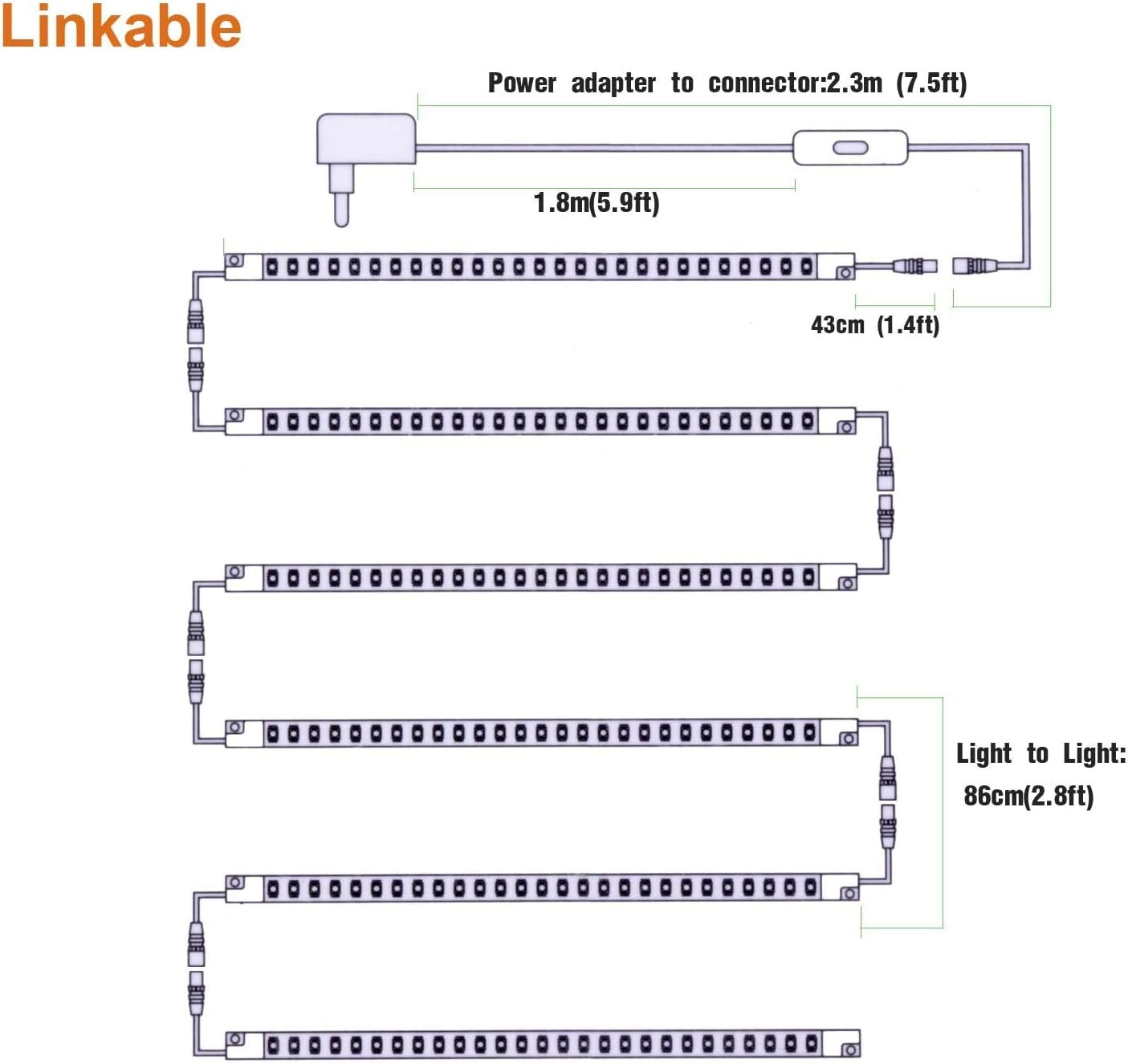 Luce LED Sottopensile 6 Barre Collegabili - immagine 4