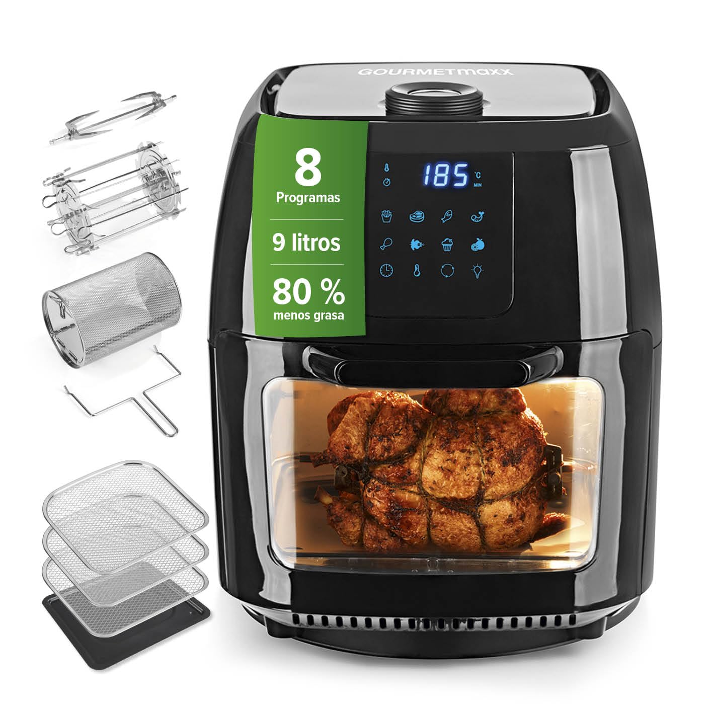 GOURMETmaxx Friggitrice Digitale XXL Aria Calda 9L