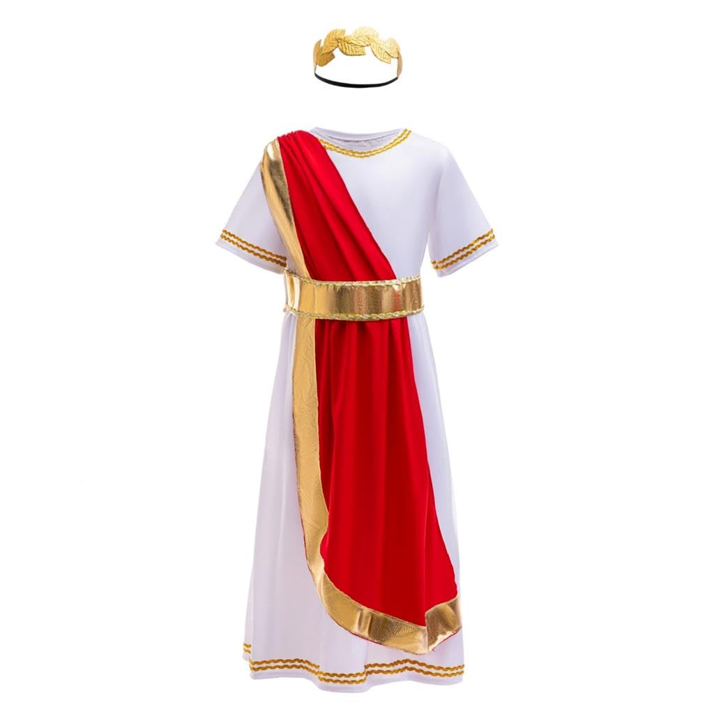 Lito Angels Vestito Costume da Antica Romana Greca Mitologia con Corona Alloro per Bambino Taglia 5-11 anni
