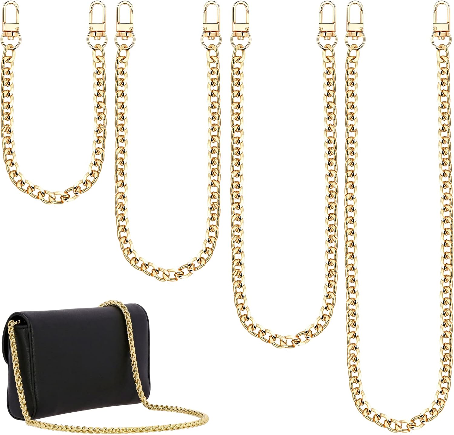 AOKITO 4 Catene per Borsa a Tracolla in Metallo, Oro - immagine 1