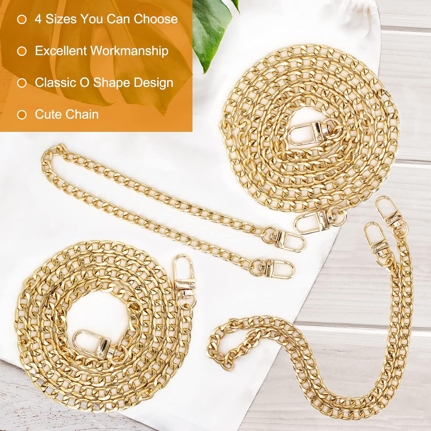 AOKITO 4 Catene per Borsa a Tracolla in Metallo, Oro - immagine 2