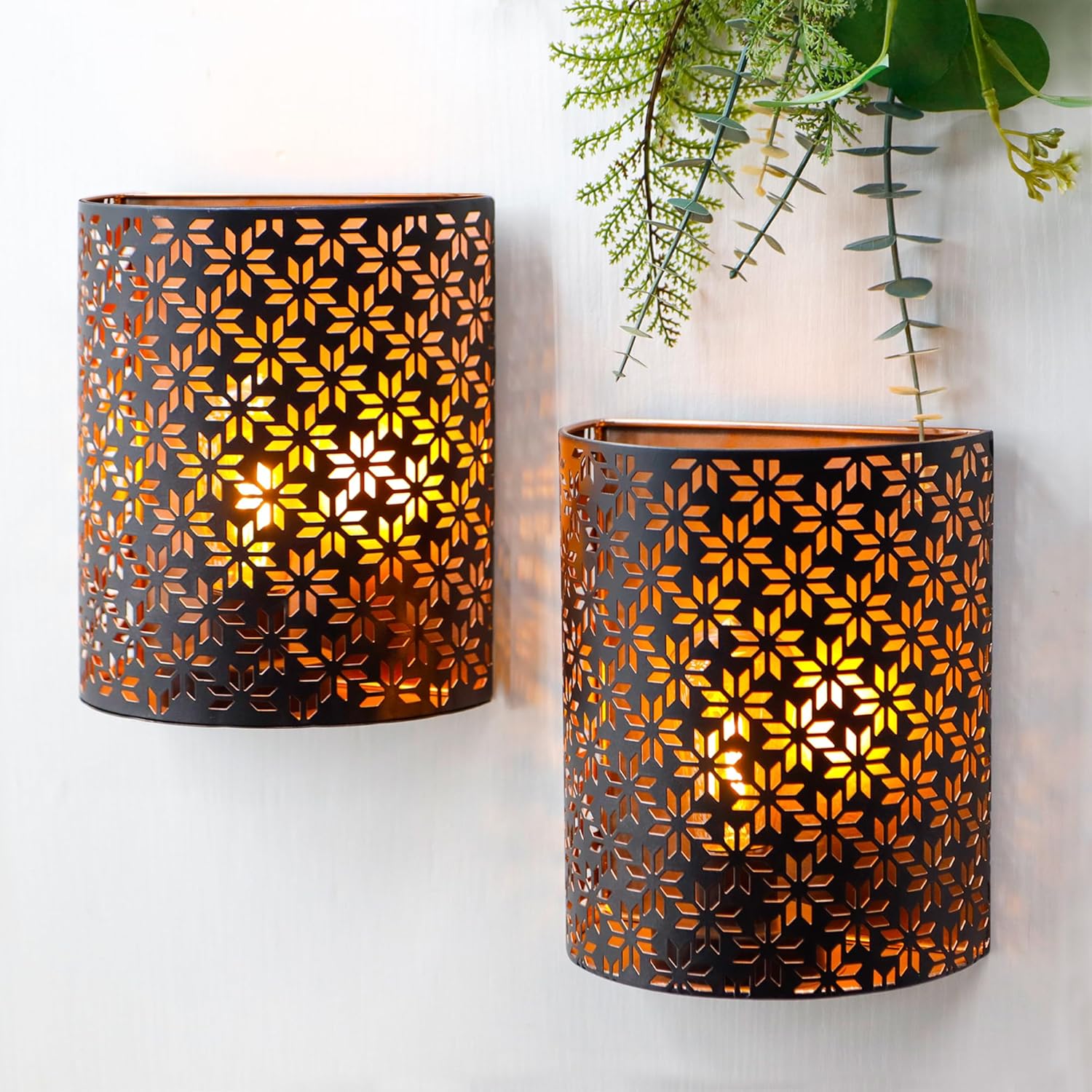 JHY DESIGN Set 2 Lampade da Parete Rustiche a Batteria - immagine 1