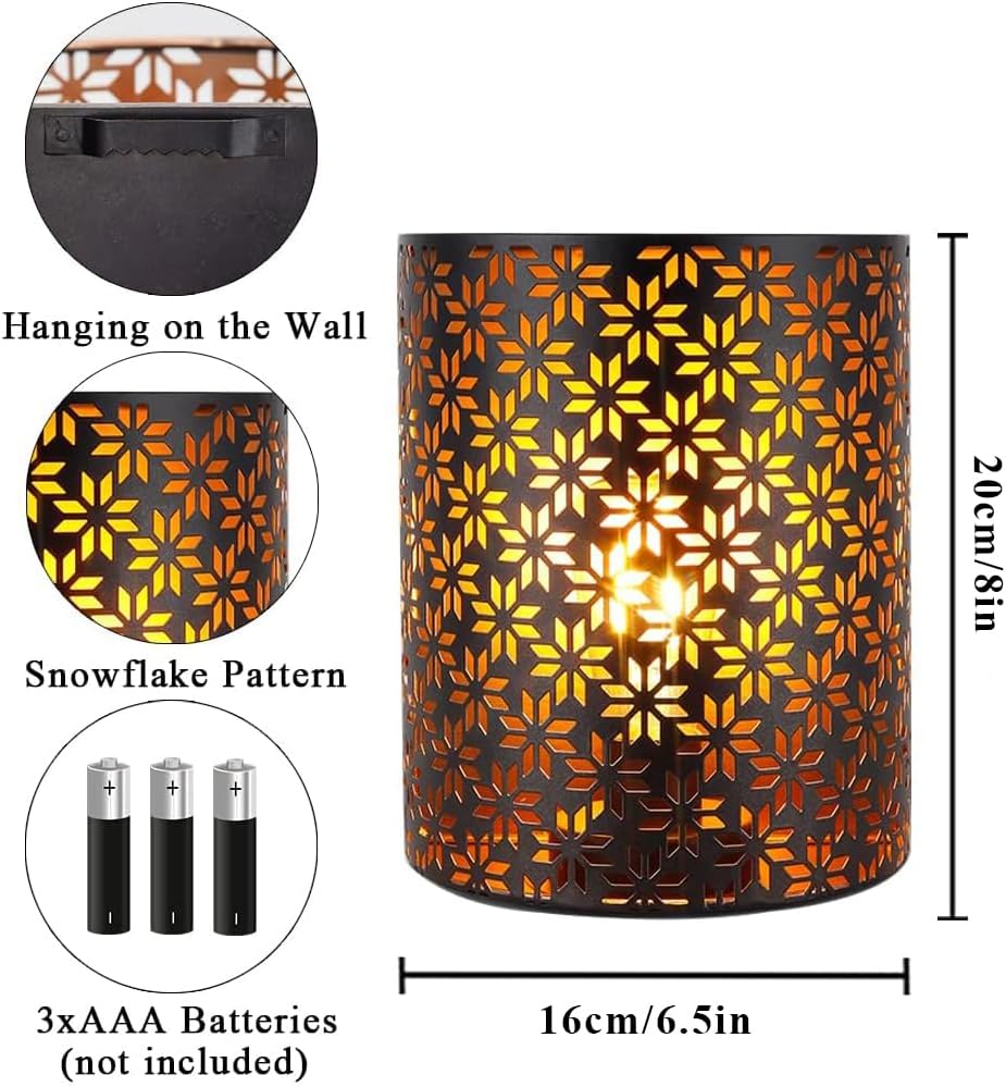 JHY DESIGN Set 2 Lampade da Parete Rustiche a Batteria - immagine 2