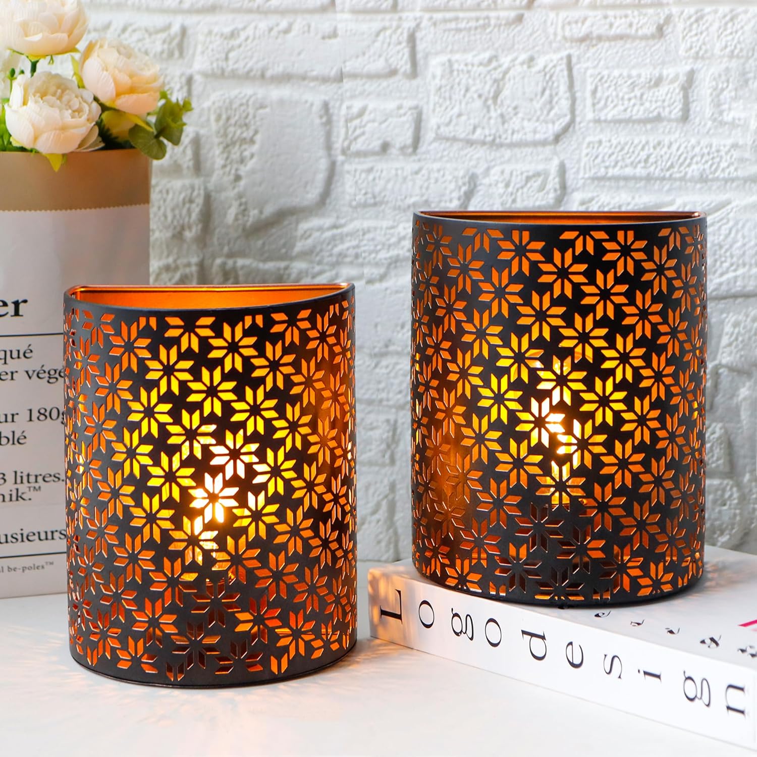 JHY DESIGN Set 2 Lampade da Parete Rustiche a Batteria - immagine 4