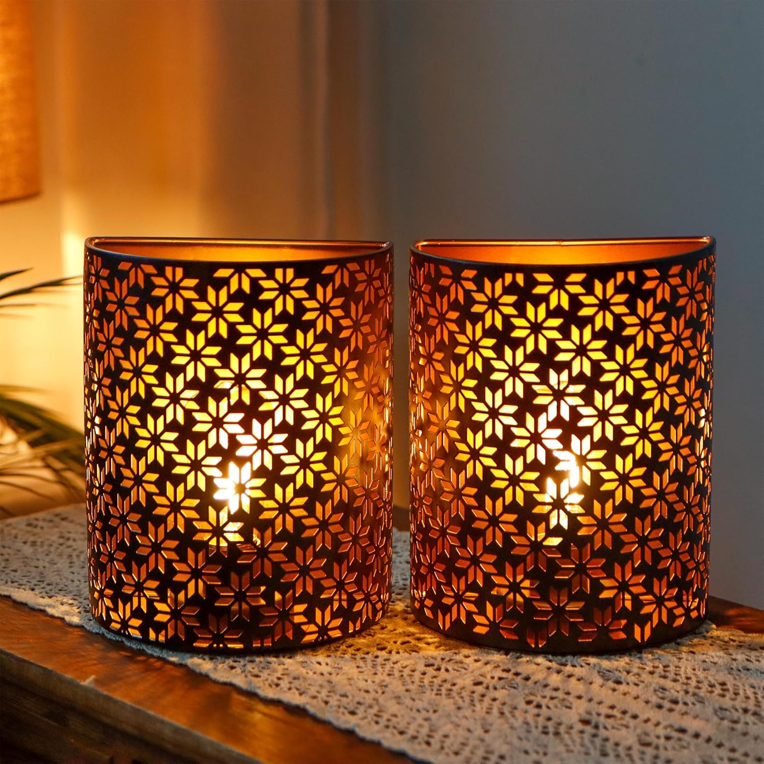 JHY DESIGN Set 2 Lampade da Parete Rustiche a Batteria - immagine 5