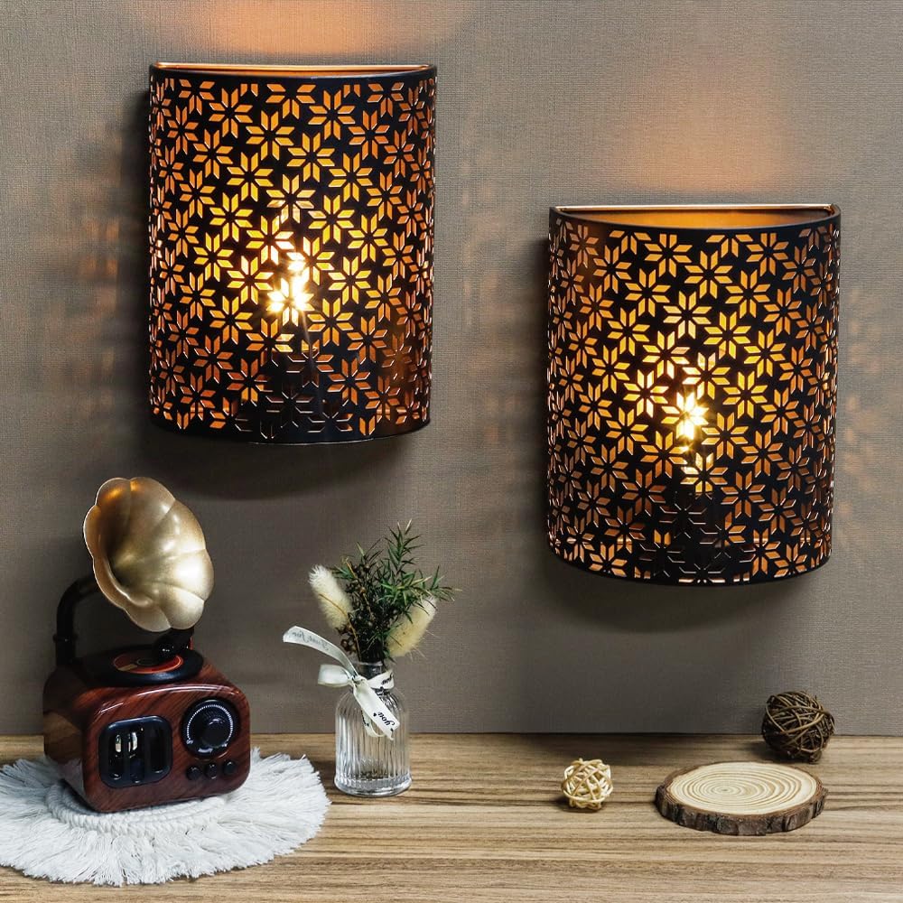 JHY DESIGN Set 2 Lampade da Parete Rustiche a Batteria - immagine 7