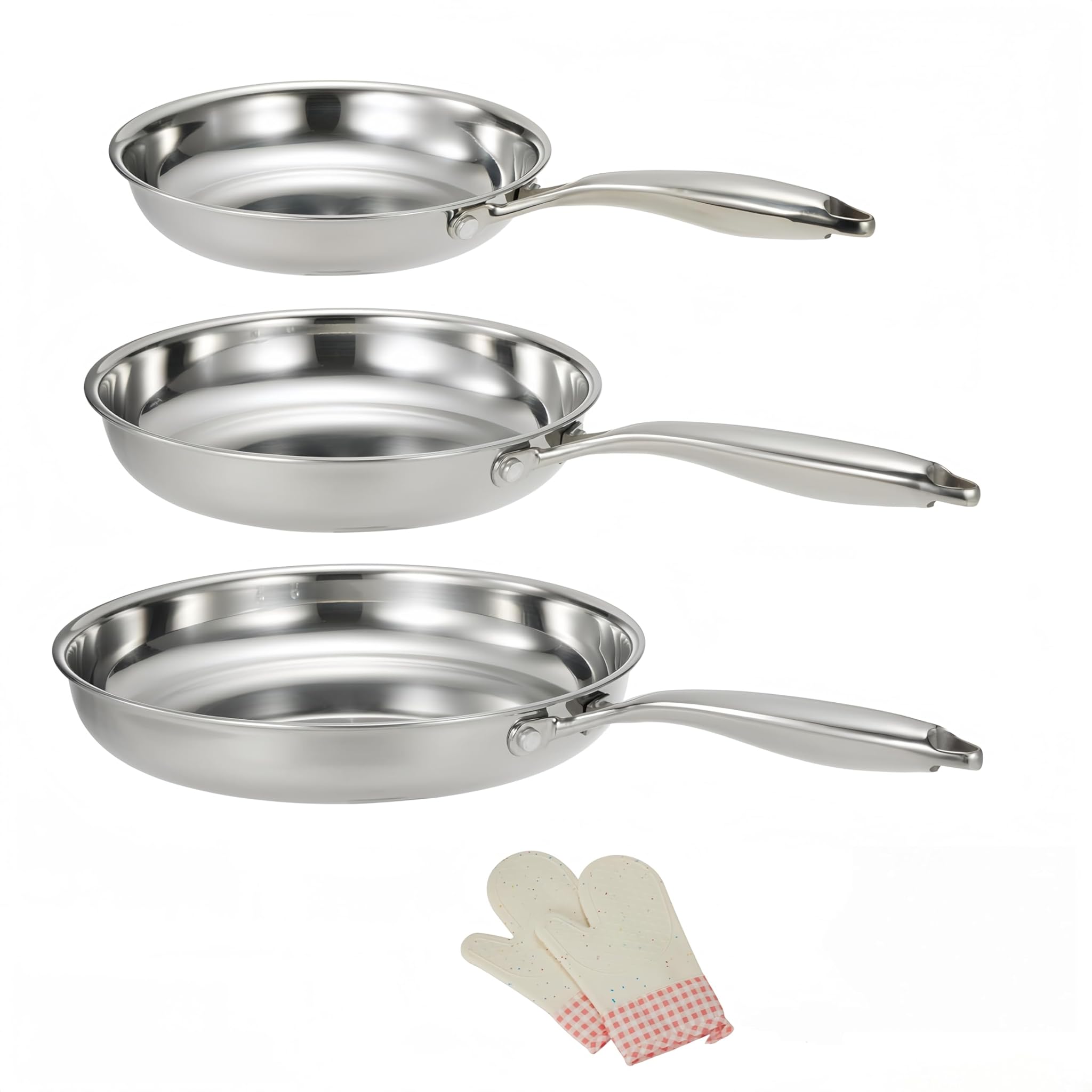 Set di Padelle in Acciaio Inox a Tre Strati 20/24/28cm