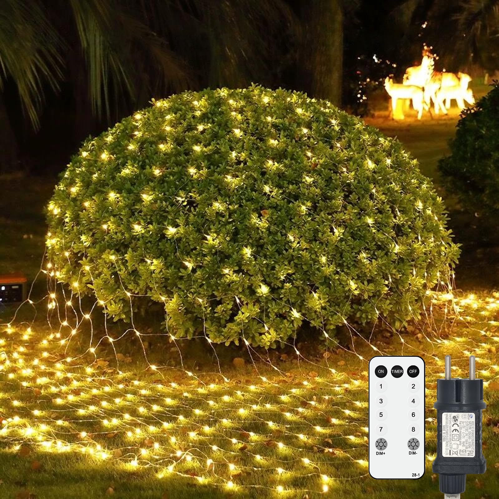Rete Luminosa da Esterno 2x2m 144 LED Bianco Caldo