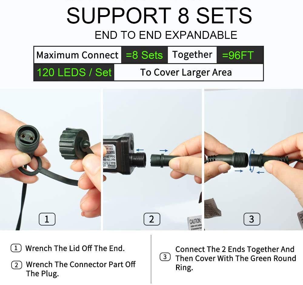 Luce di Natale 120 LED 15m Stringa Luci Blu - immagine 4