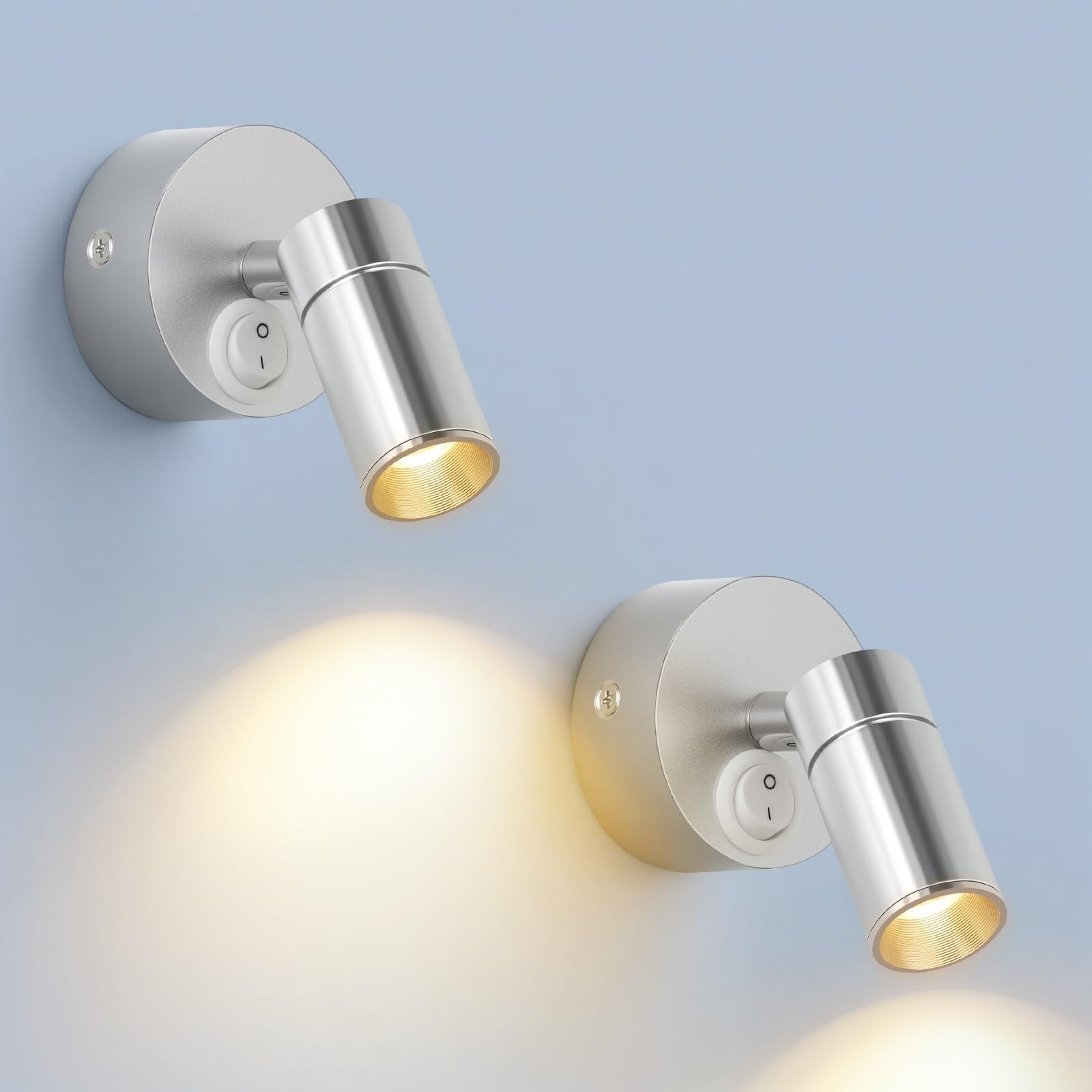 2x Lampade da Parete LED Interne 3W, Argento