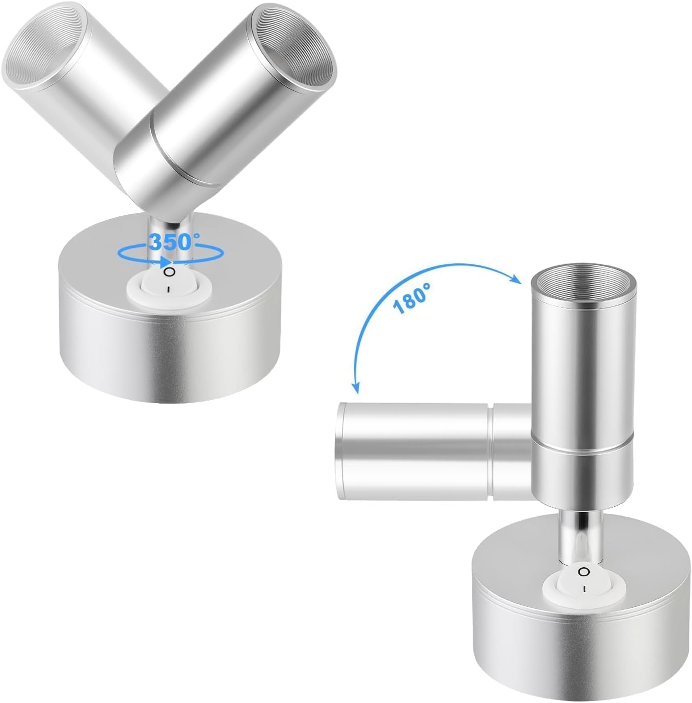 2x Lampade da Parete LED Interne 3W, Argento - immagine 2