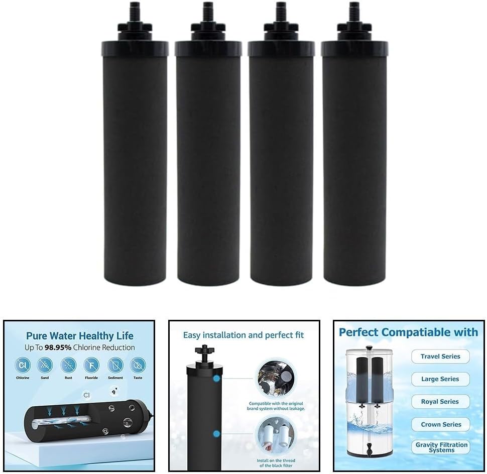 Confezione 4 Filtri Carbone Attivo per Acqua Neri - immagine 2