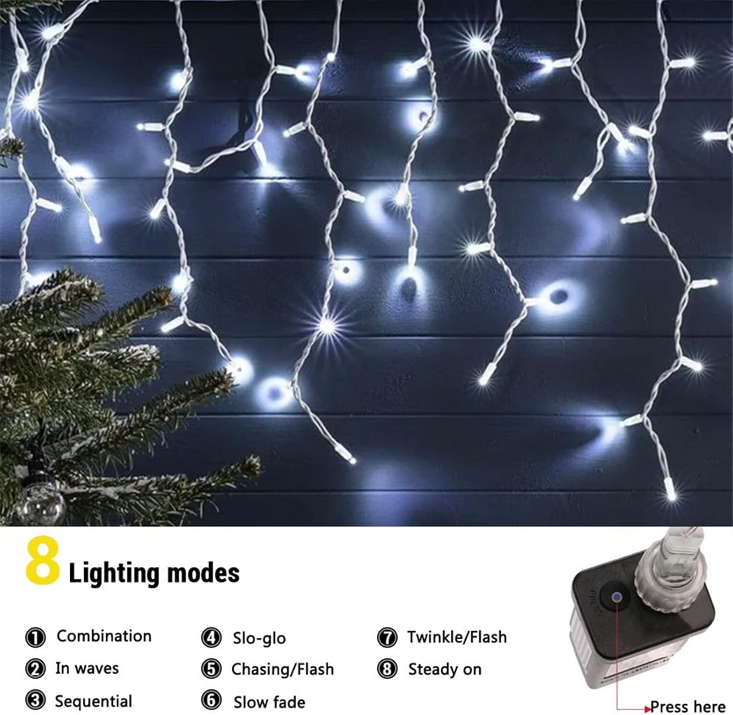 Tenda Luminosa Esterna 240 LED 12M Bianco Freddo - immagine 2
