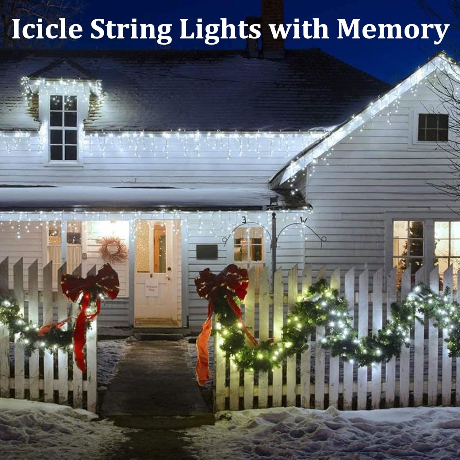 Tenda Luminosa Esterna 240 LED 12M Bianco Freddo - immagine 4