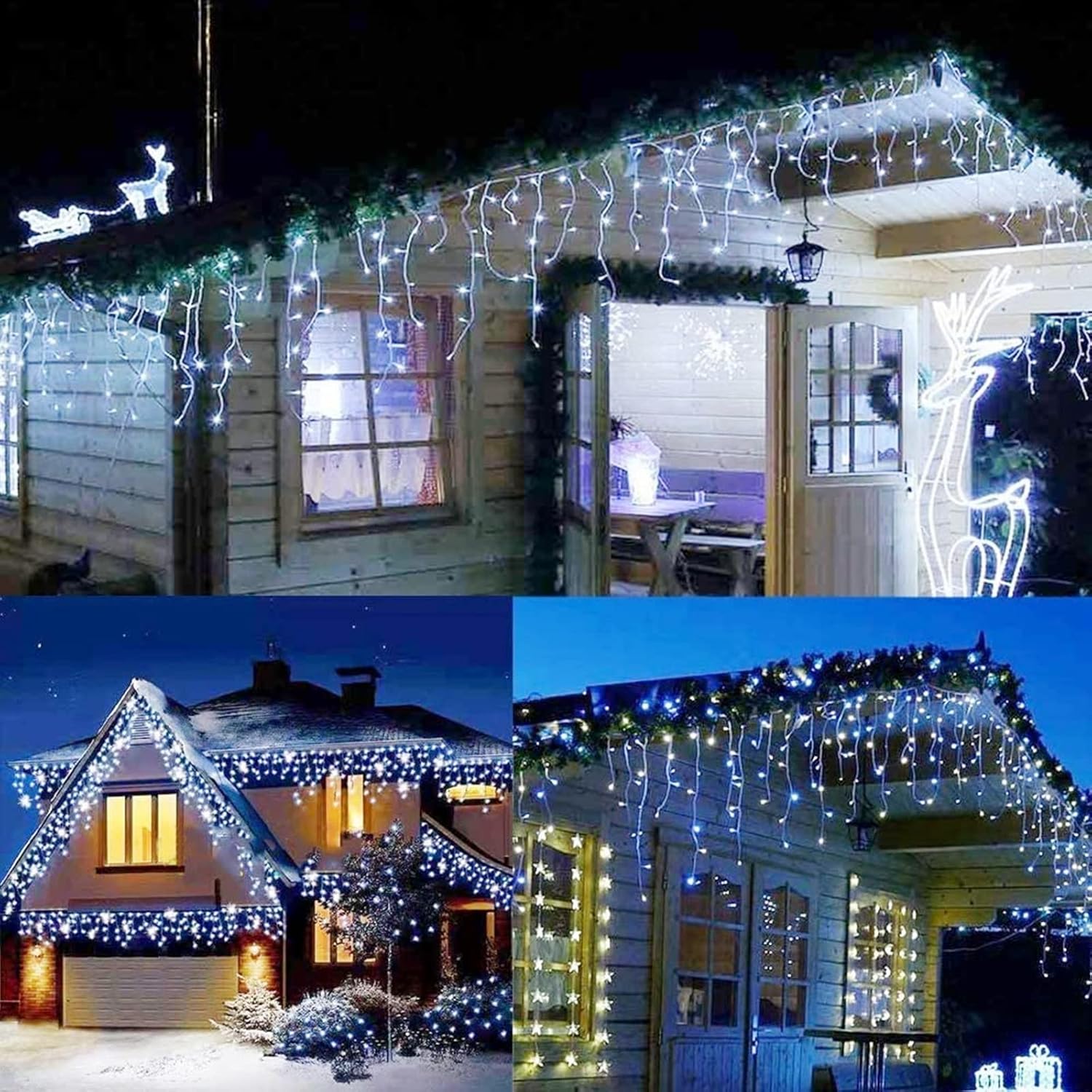 Tenda Luminosa Esterna 240 LED 12M Bianco Freddo - immagine 7