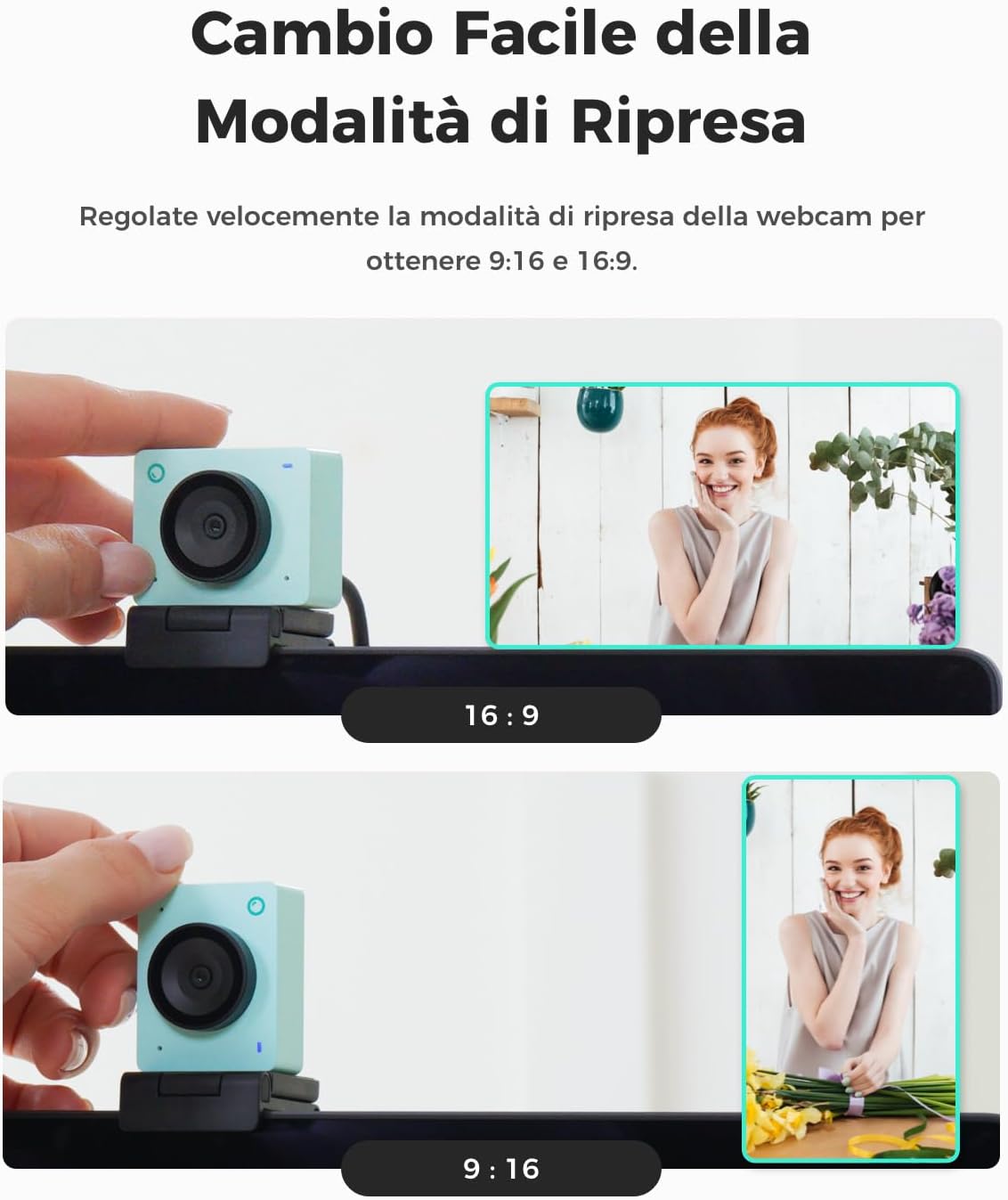Obsbot Meet SE 1080P@100 FPS Webcam PC, Aurora Green - immagine 7