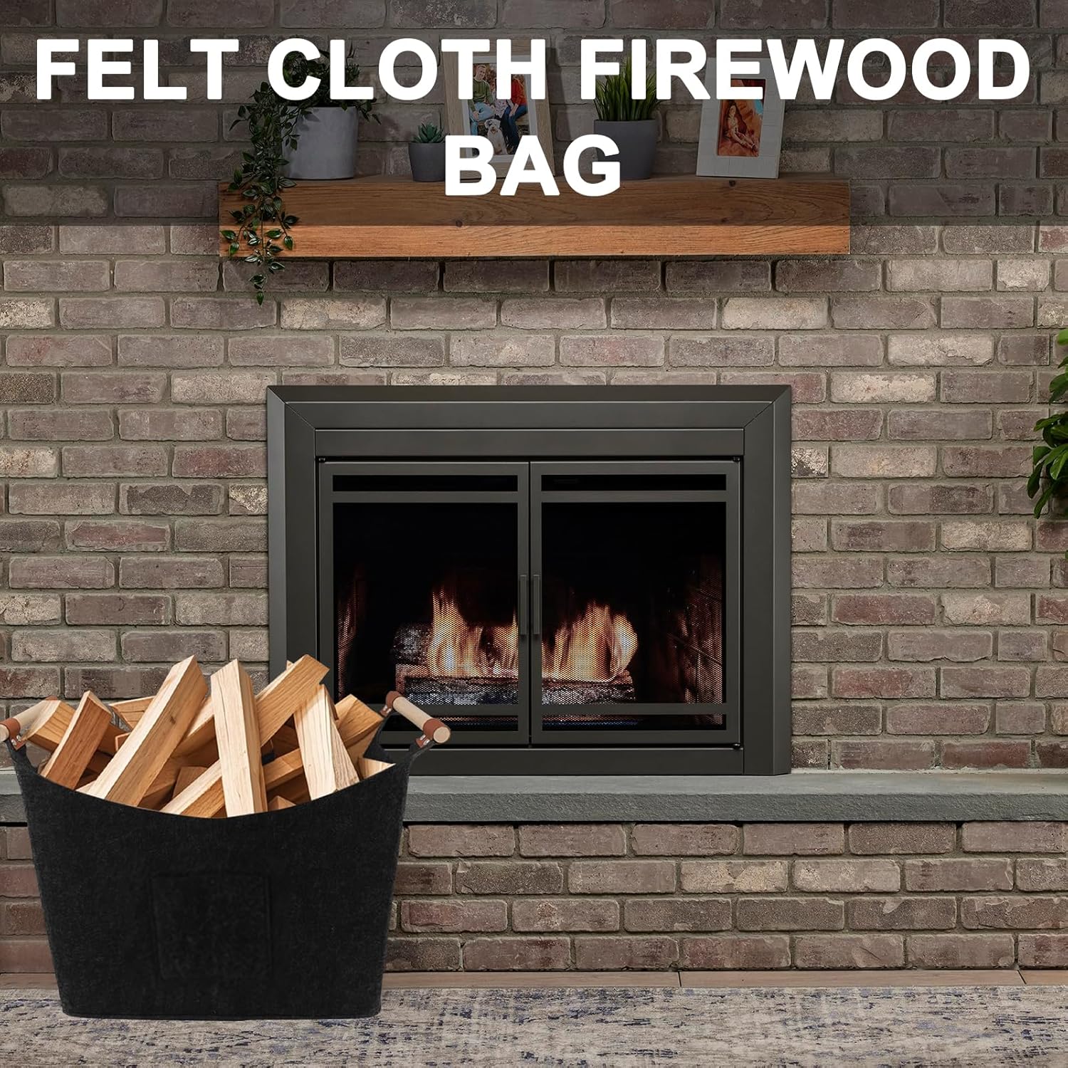 Cestino Pieghevole per Legna da Ardere 96L, Grigio Scuro - immagine 3