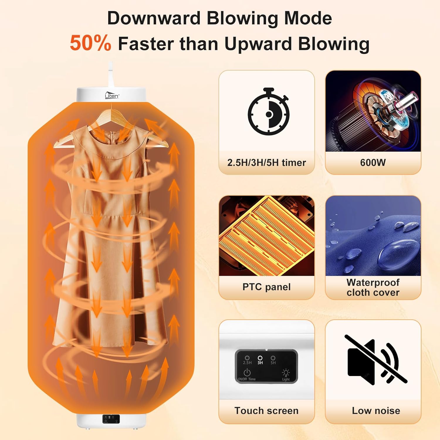 Uten Mini Asciugatrice Portatile 600W con Timer - immagine 3