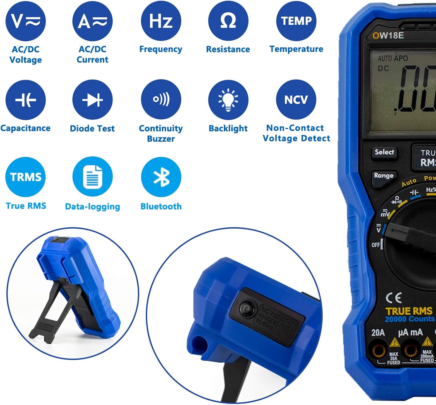 Multimetro Digitale 20000 Conti True RMS Bluetooth - immagine 2