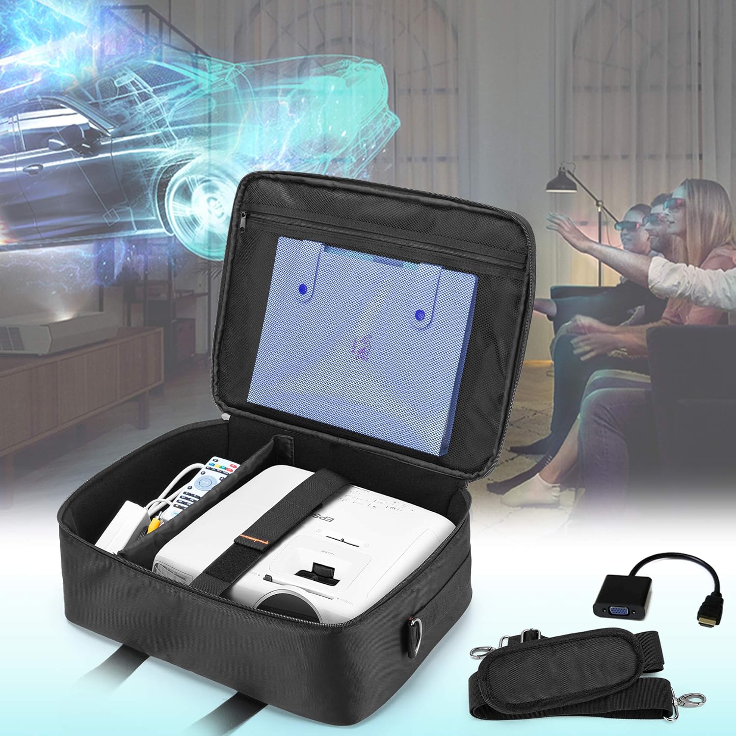 CURMIO Borsa per Proiettore con Scomparto Laptop - immagine 7