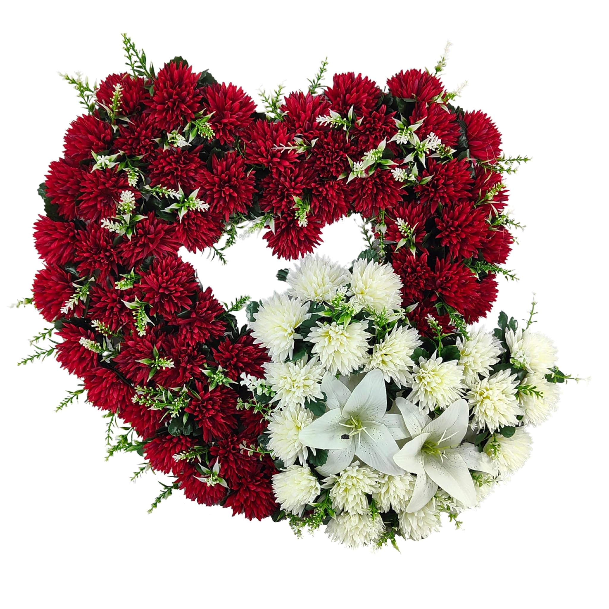 Cuore Doppio Fiori Artificiali Bianco e Rosso 12x58x53 cm