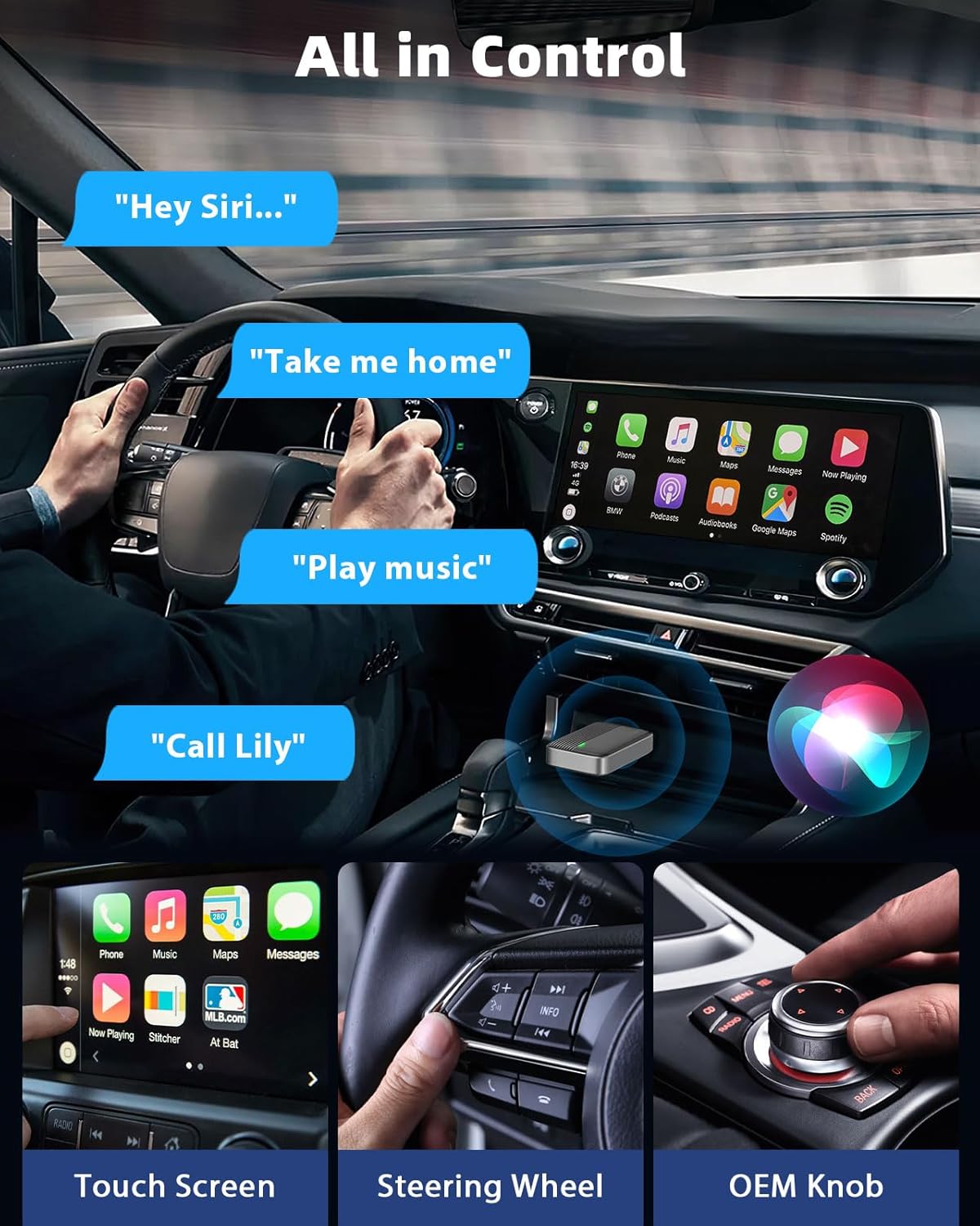 Moko Adattatore CarPlay Wireless per Apple iPhone, Nero - immagine 6