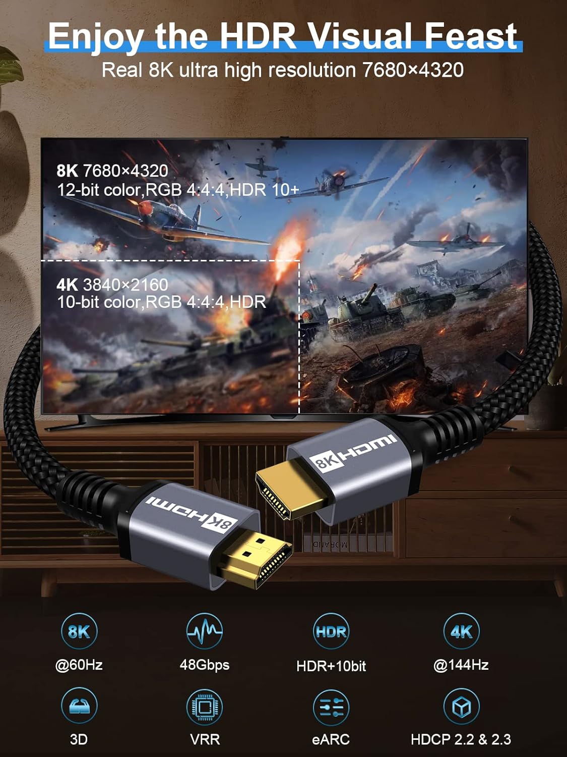 Cavo HDMI 2.0 Certificato 10 metri 4K 60Hz - immagine 2