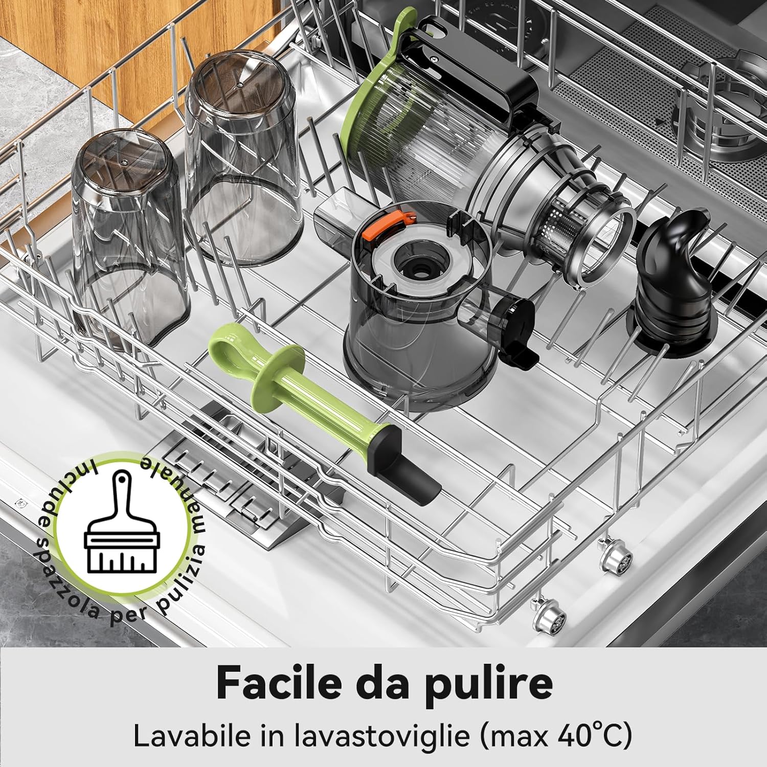 Linkchef Estrattore di Succo a Freddo 200W 1.2L, Verde - immagine 8