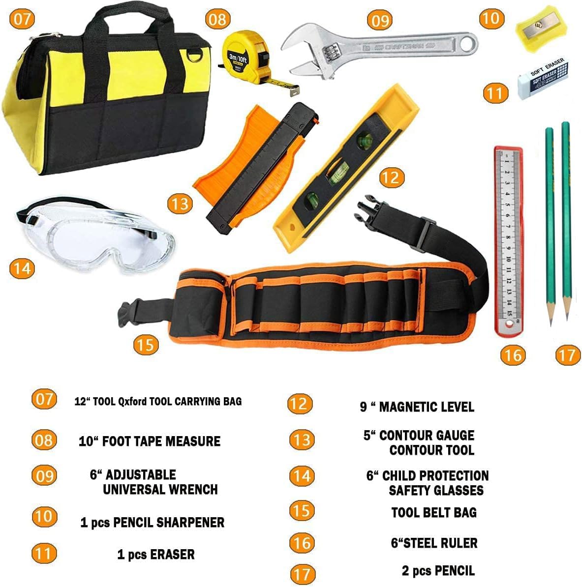 Kit di Attrezzi per Bambini 18 Pezzi con Borsa - immagine 3