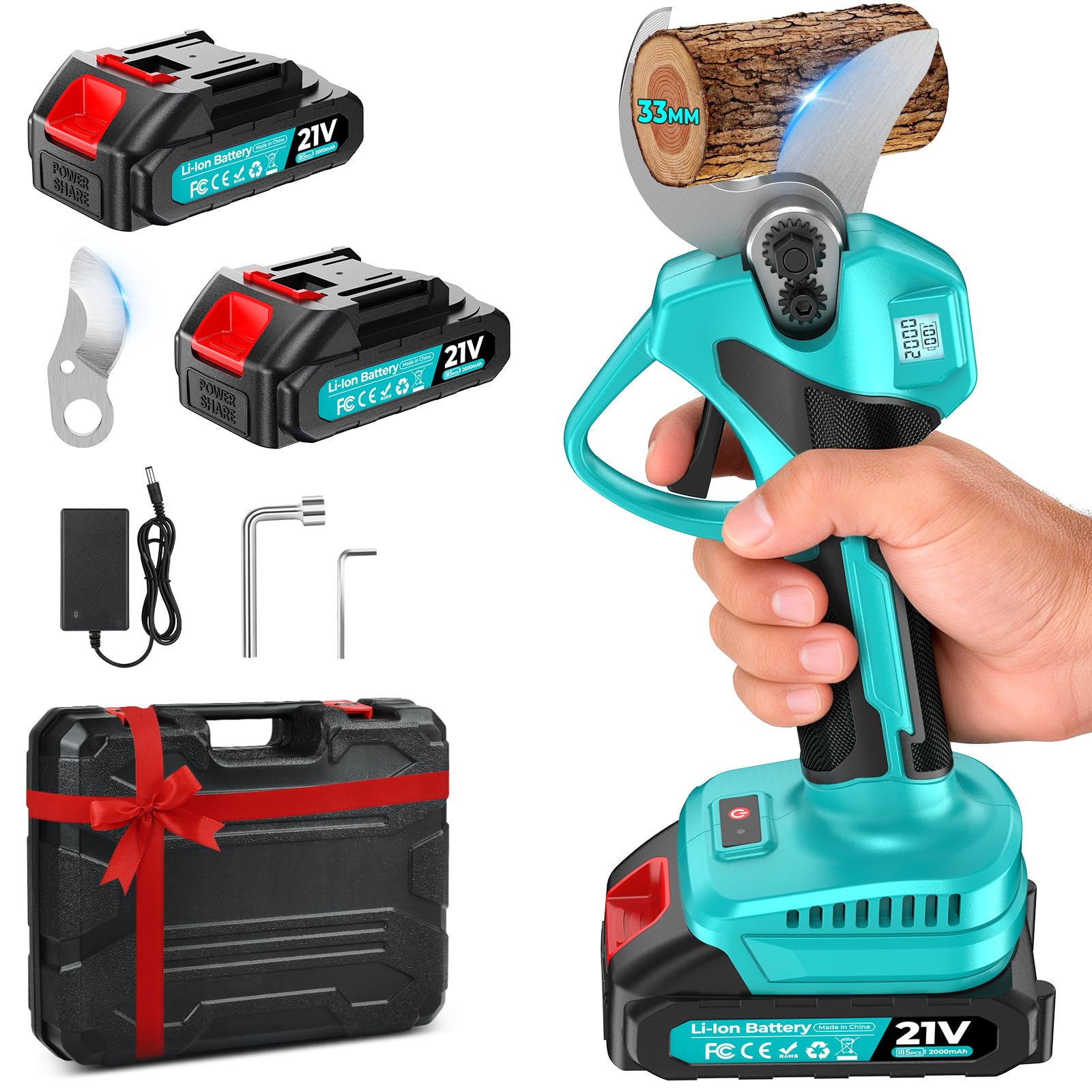 Forbici Potatura a Batteria 21V 1000W 2x2000mAh