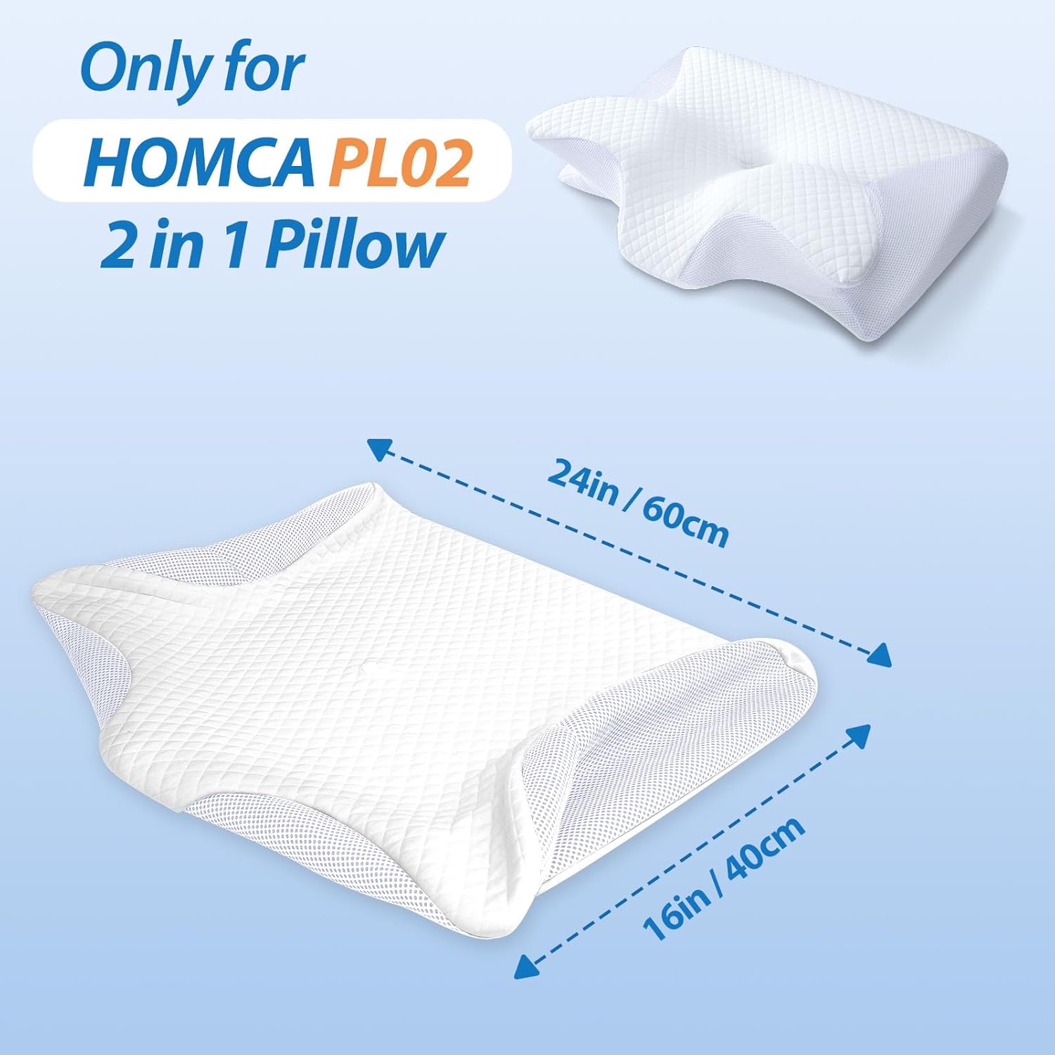 Homca Federa di Ricambio per Cuscino Ortopedico PL02, Bianco - immagine 2