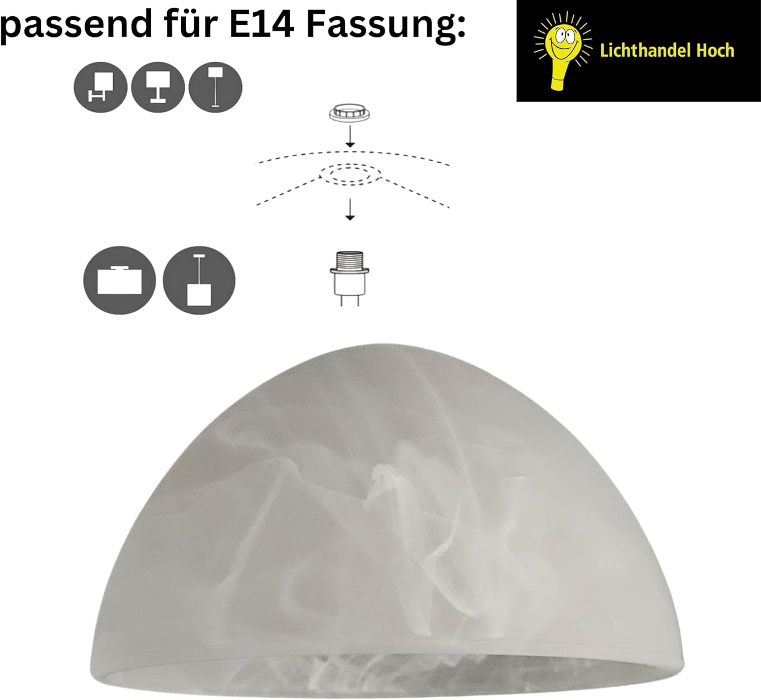 3 Paralumi per Lampada da Tavolo E14 in Vetro 17cm - immagine 3