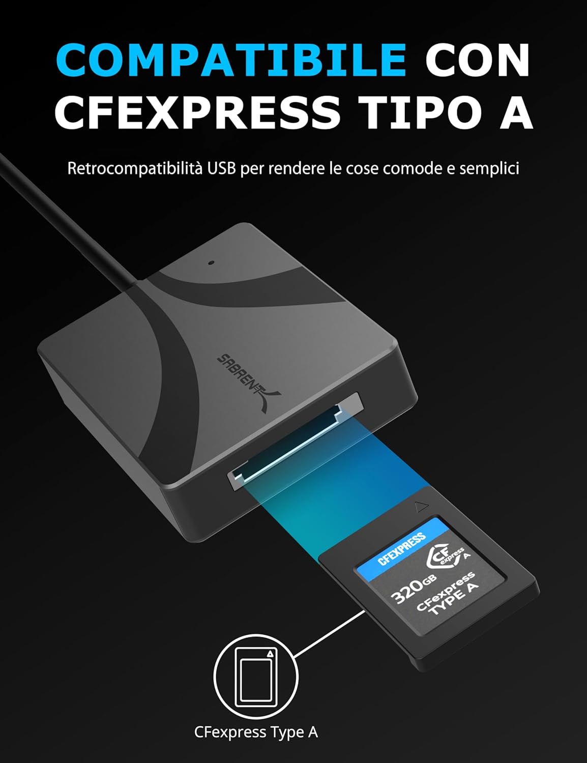 Sabrent Lettore di Schede CFexpress Tipo A USB-C - immagine 4