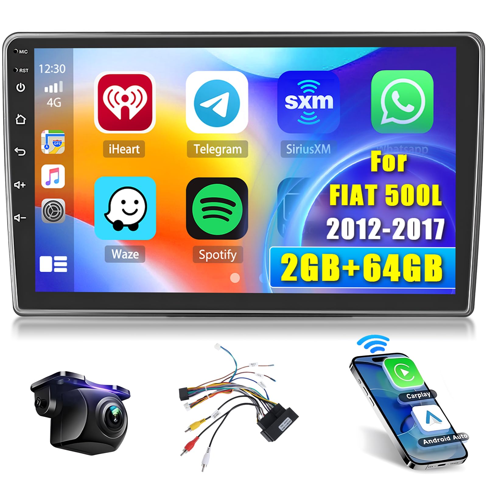 Hikity Android 13 Autoradio 10" per FIAT 500L 2012-2017