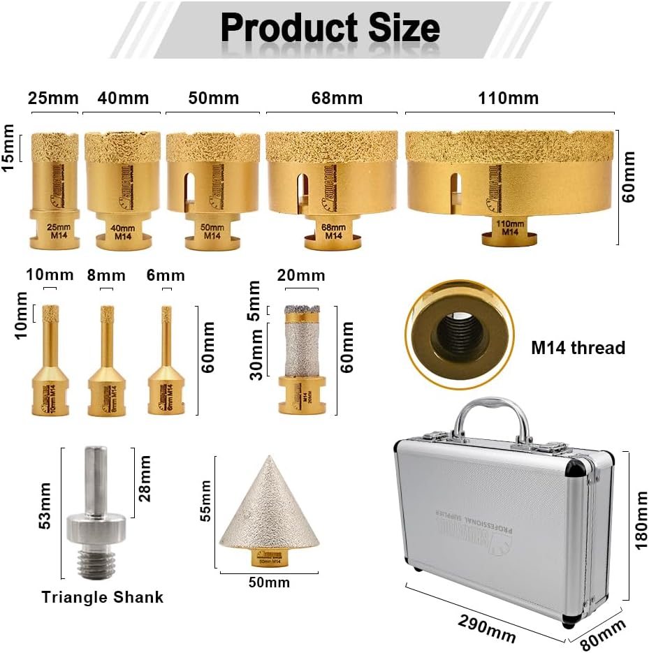 Shdiatool Punte Diamantate M14 per Gres Porcellanato - immagine 2
