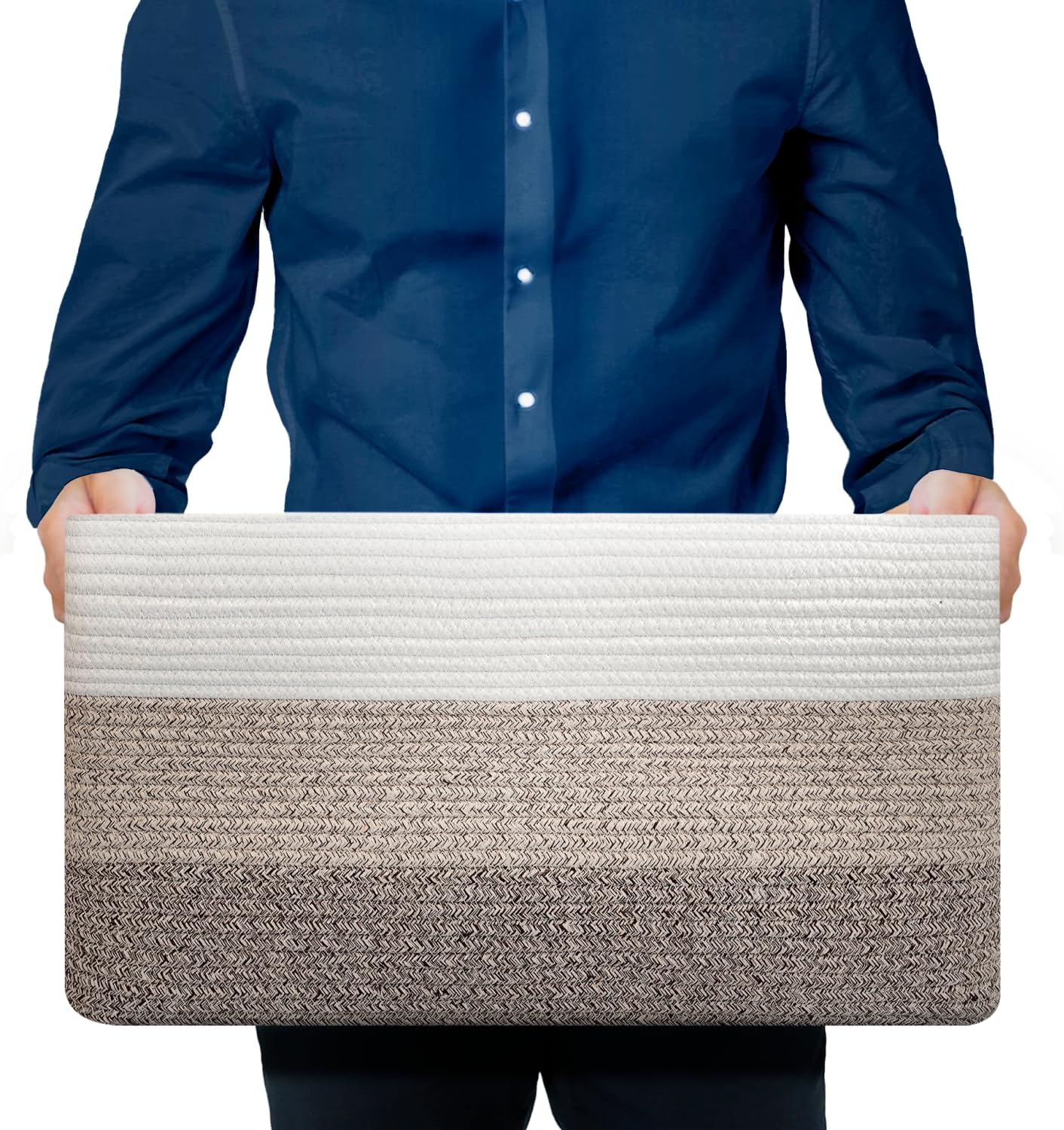 Cesto Portaoggetti Rettangolare in Cotone - Giallo Gradiente - immagine 1