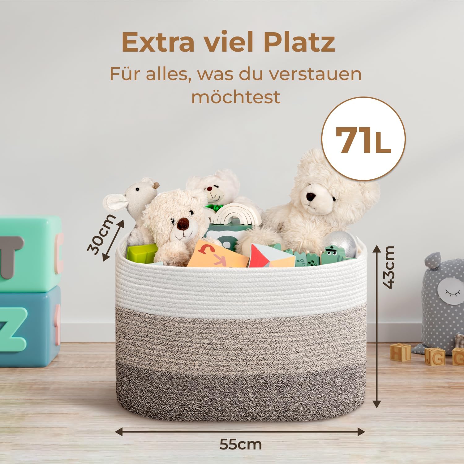 Cesto Portaoggetti Rettangolare in Cotone - Giallo Gradiente - immagine 3