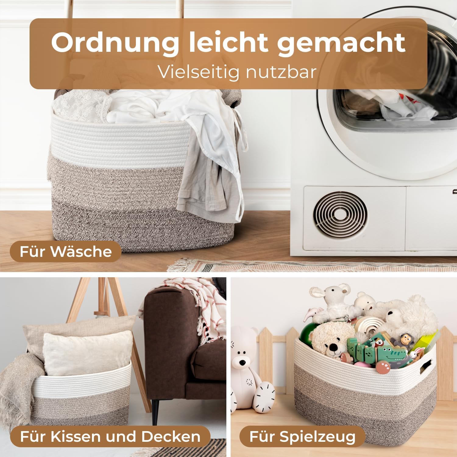 Cesto Portaoggetti Rettangolare in Cotone - Giallo Gradiente - immagine 6