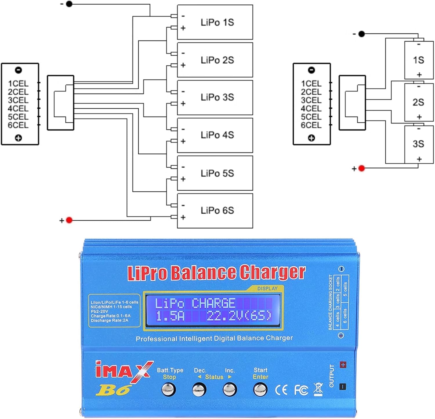 Fafeicy Caricabatterie RC B6 80W Digitale LCD - immagine 4