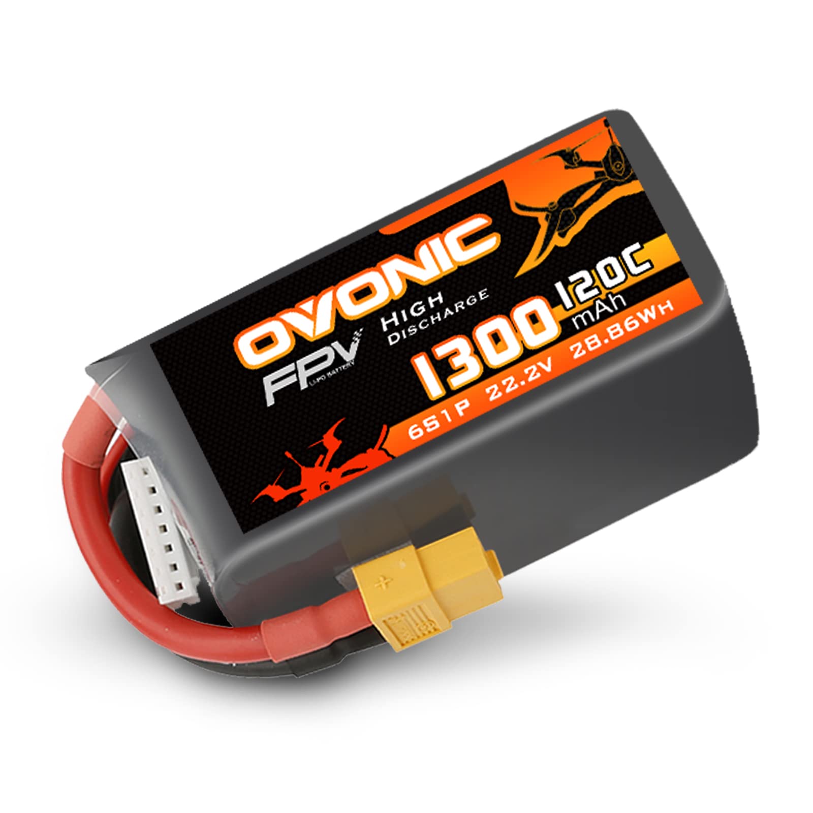 OVONIC Batteria Lipo 6s 1300mAh 22.2V 120C con connettore XT60 per RC FPV Elicottero Aereo Quadcopter Hobby Racing