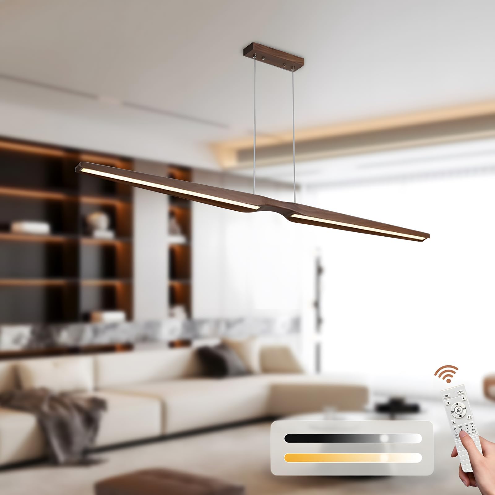 Yyutluo Lampadario da Pranzo in Legno Lineare L100*H150cm