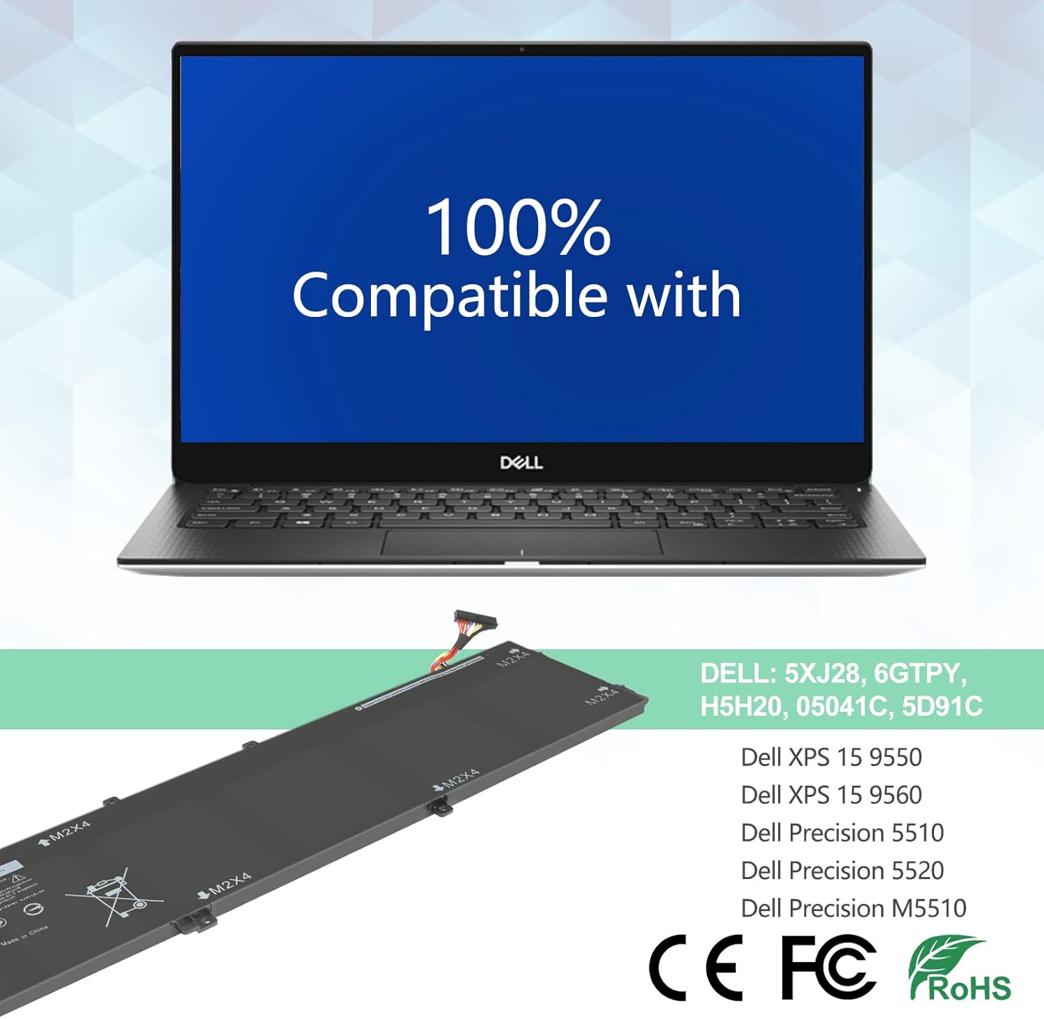 6GTPY Batteria 97Wh per Dell XPS 15 / Precision / Vostro - immagine 2