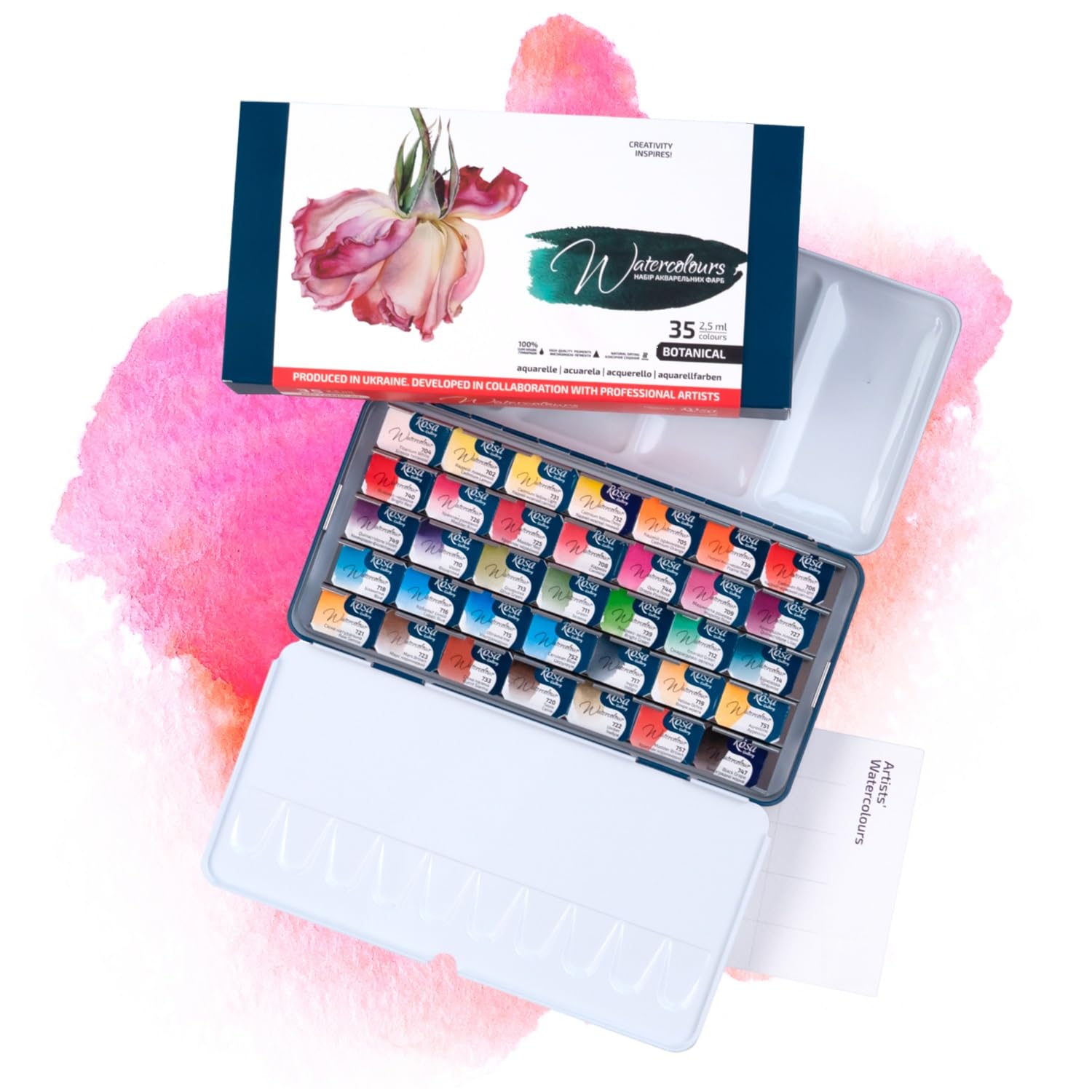 Acquerelli Professionali 35 Godets Botanico Watercolor Set
