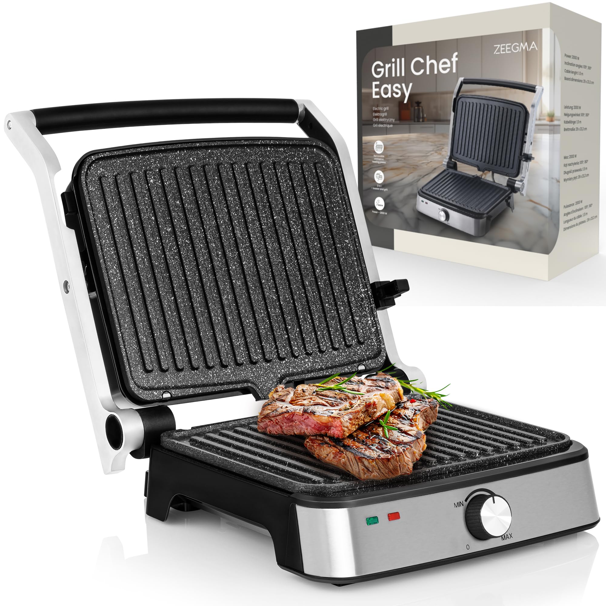 Zeegma Grill Chef Easy - Grill Elettrico 2 in 1 2000W
