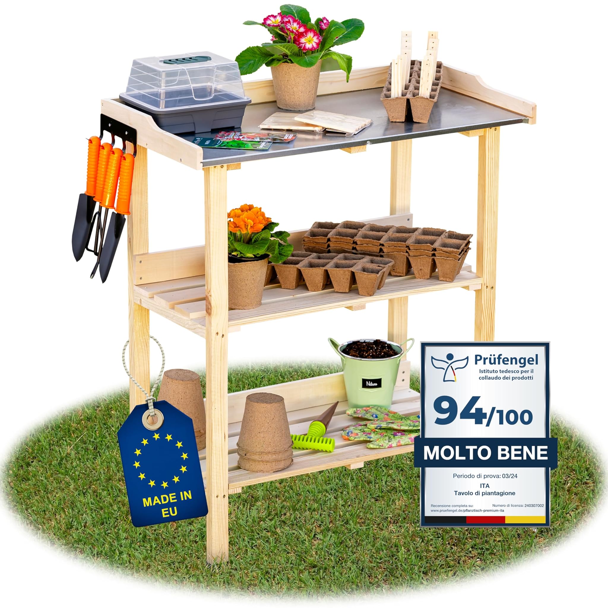 ITA Banco da Giardinaggio con Piano Zincato 76x38x89cm