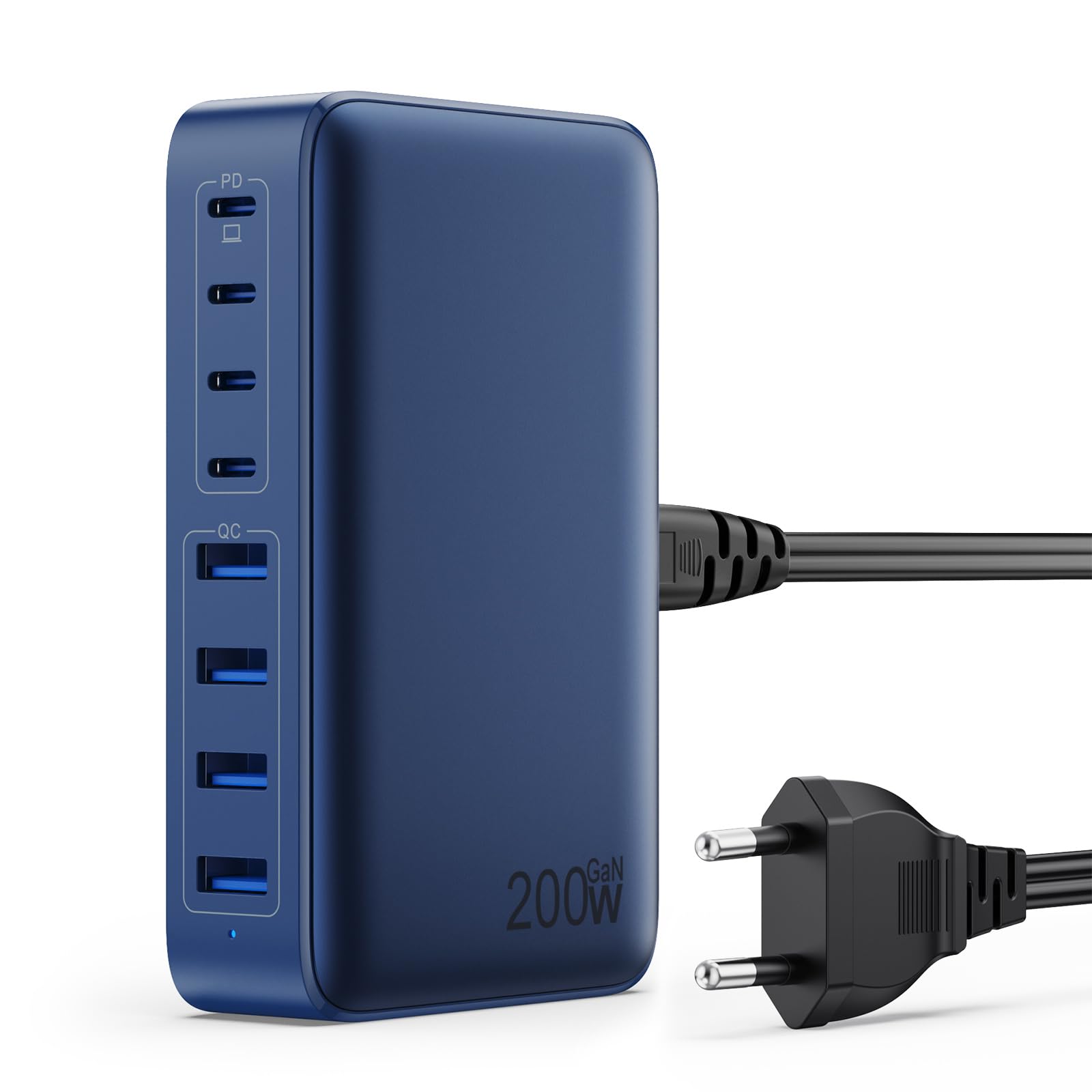Caricatore USB C Multiplo GaN III 200W 8 Porte, Blu