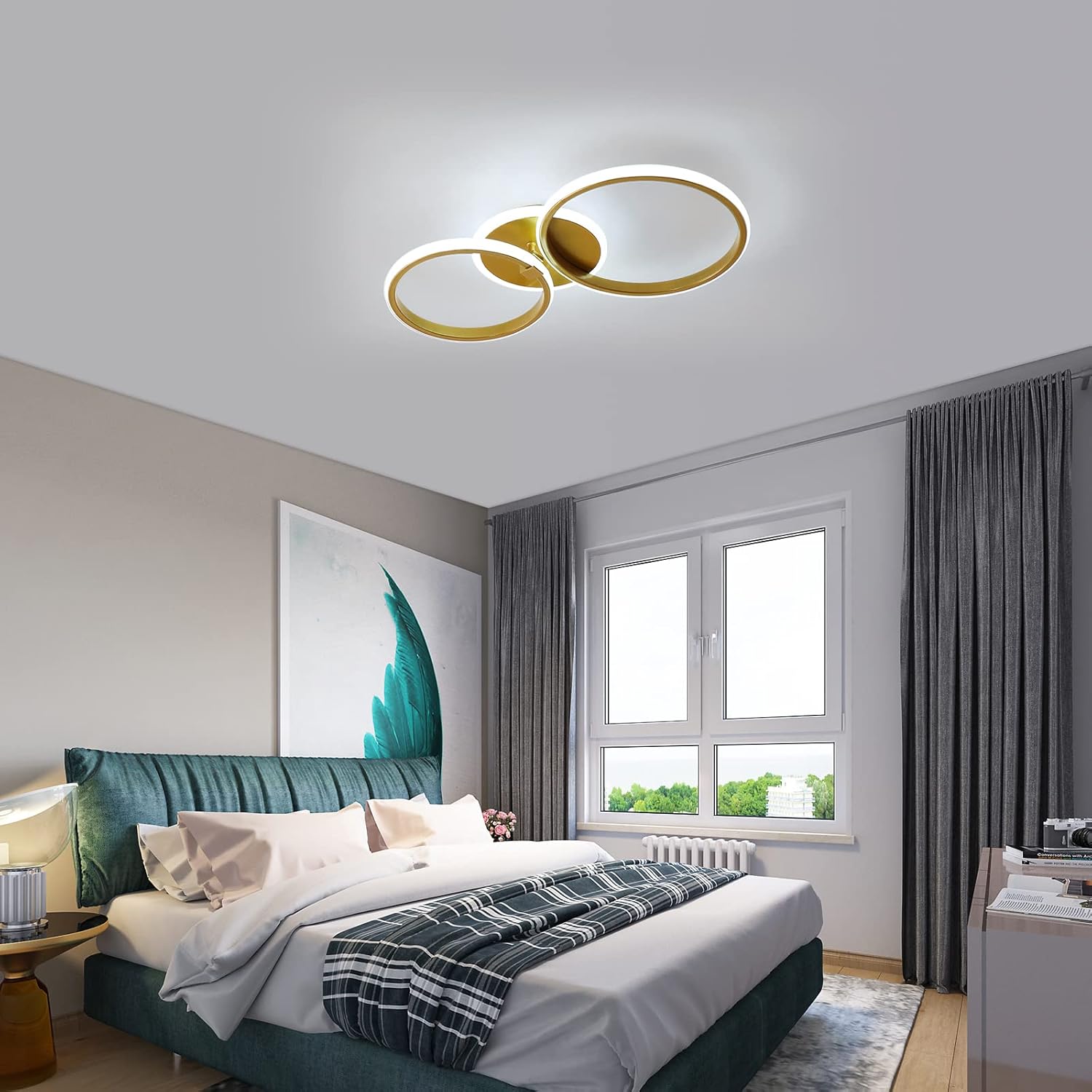 Delipop Plafoniera Led Soffitto Moderna Rotonda 42W Oro - immagine 8