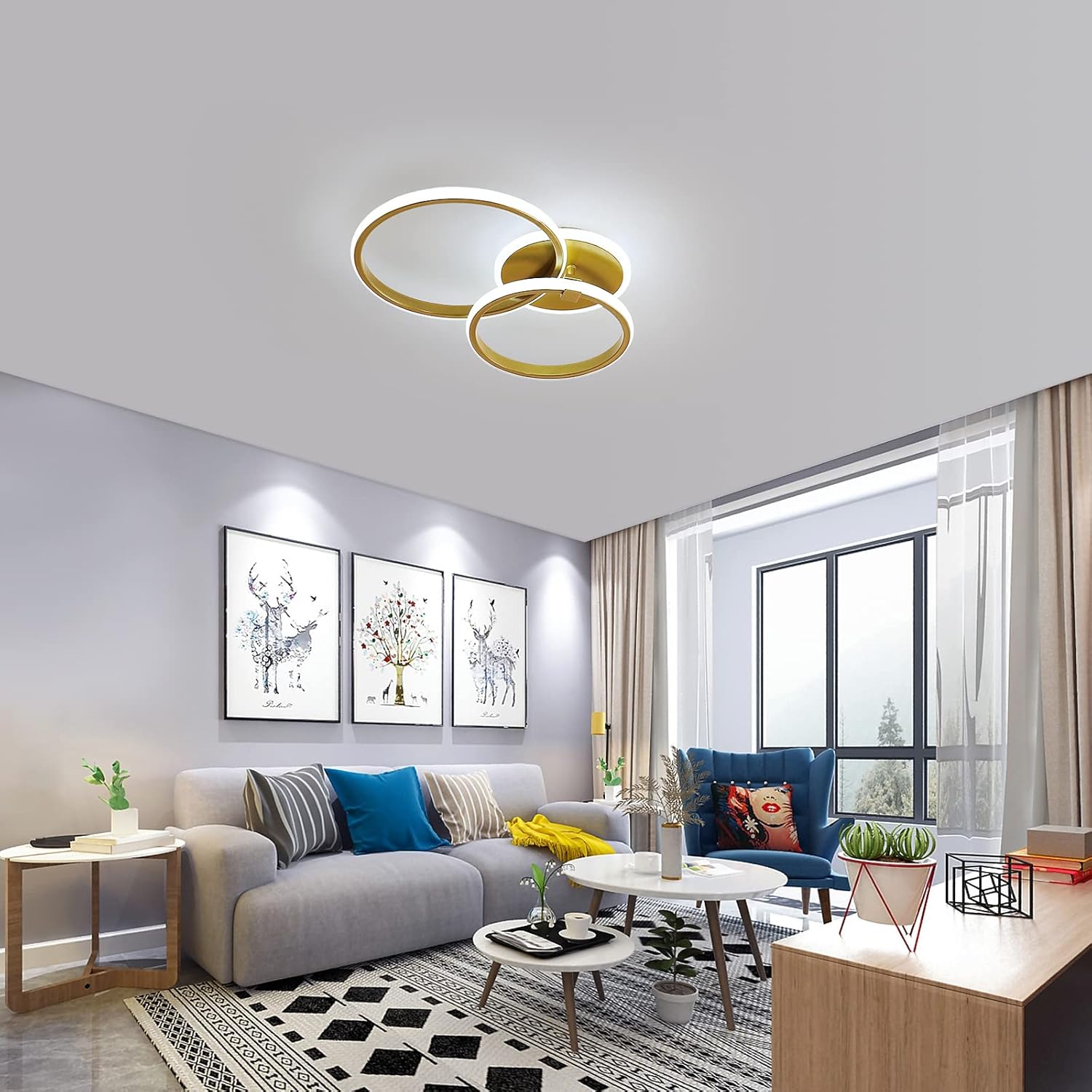 Delipop Plafoniera Led Soffitto Moderna Rotonda 42W Oro - immagine 9