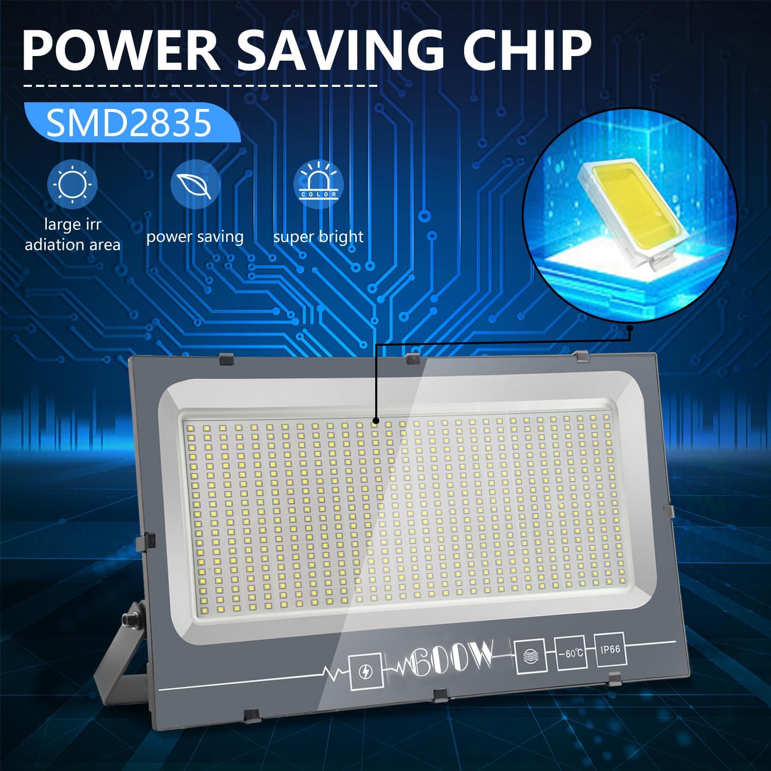 Loyal Proyector LED Exterior 600W 6000K Blanco Frío - immagine 2